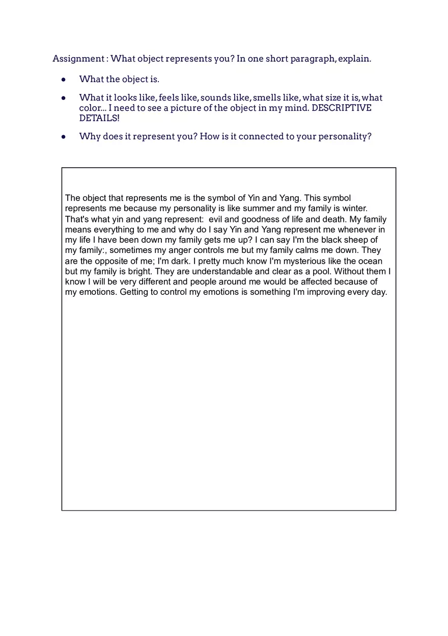 What Object Represents You - Page 1