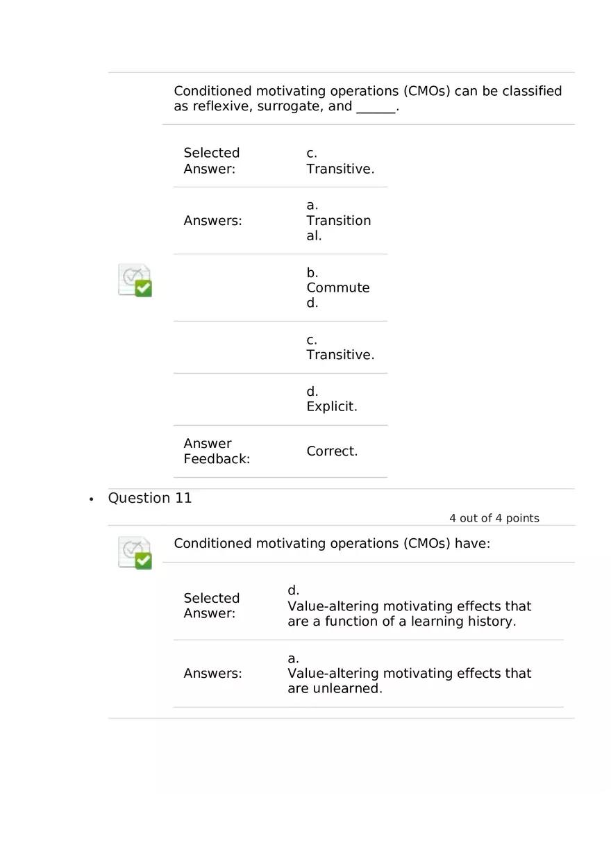 Advanced Concepts in Applied Behavior Analysis 1-13 Answers - Page 8