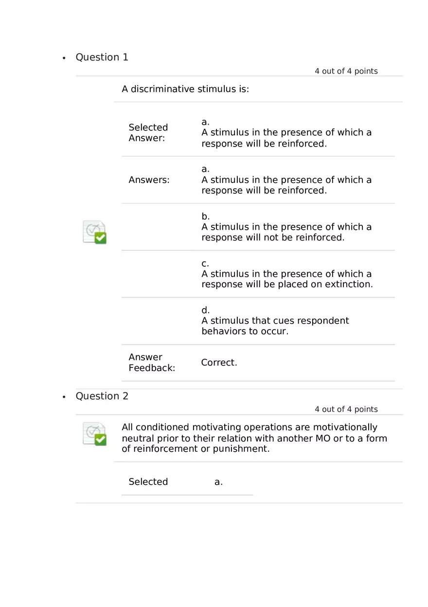 Advanced Concepts in Applied Behavior Analysis 1-13 Answers - Page 1