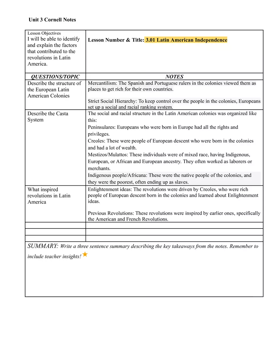 HST103A: Cornell Notes U3 - Page 1