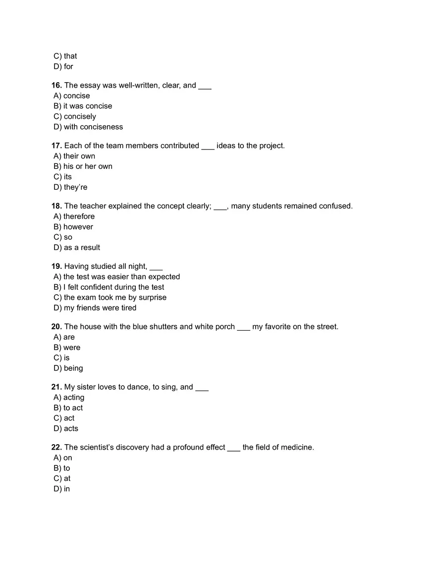 ACT Grammar Practice Quiz - Page 3
