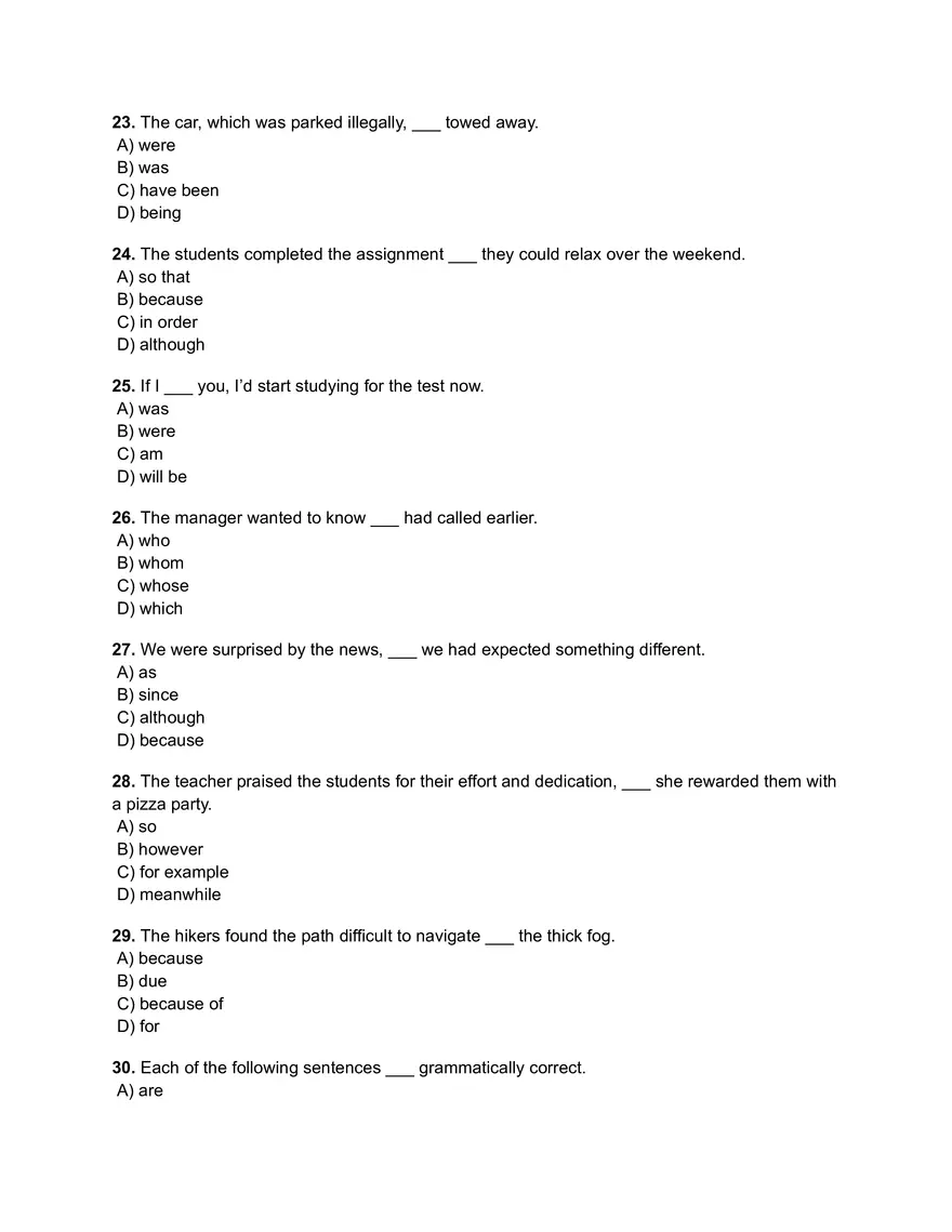 ACT Grammar Practice Quiz - Page 4