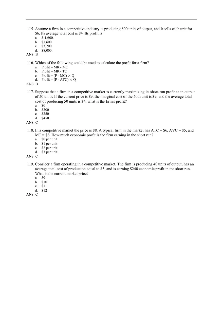 Chapter 14 Firms in Competitive Markets Answer Key Part 5 - Page 1