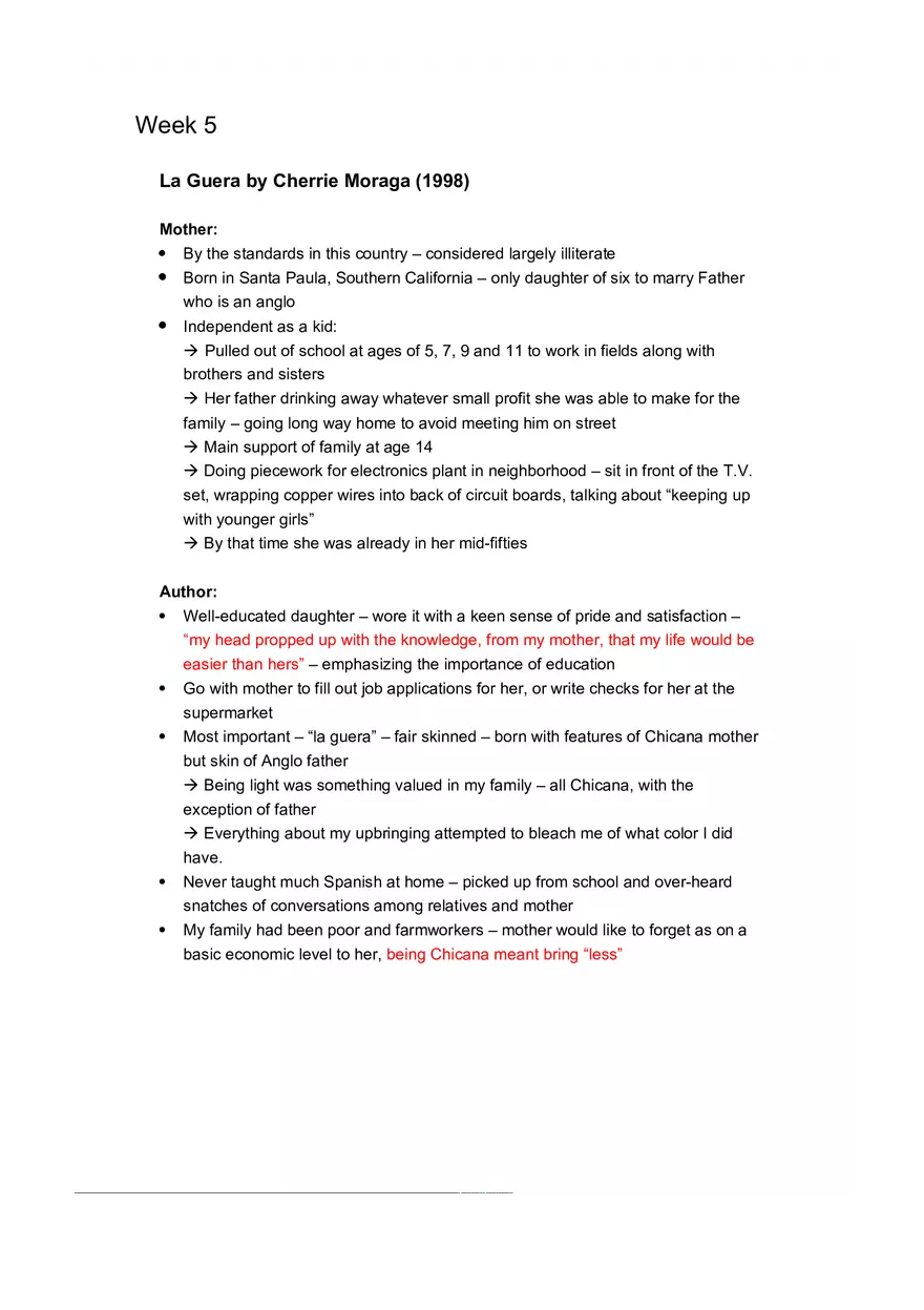 La Guera by Cherrie Moraga (1998) Summary - Page 1