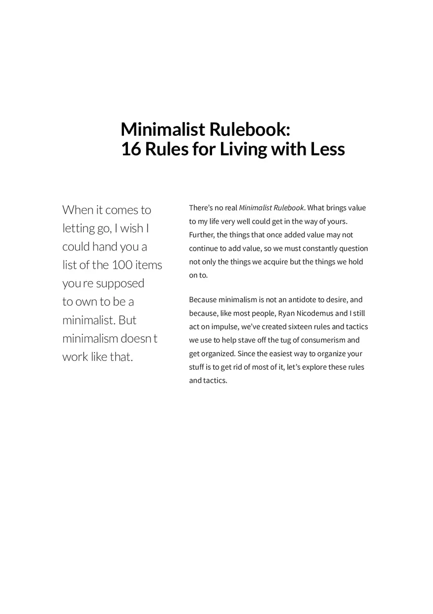 16 Rules for Living with Less Part 2 - Page 1