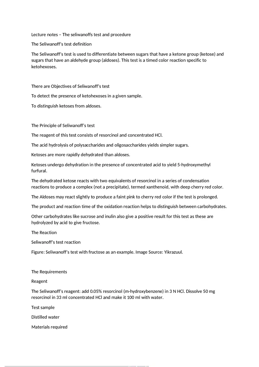 The Seliwanoffs Test and Procedure - Page 1