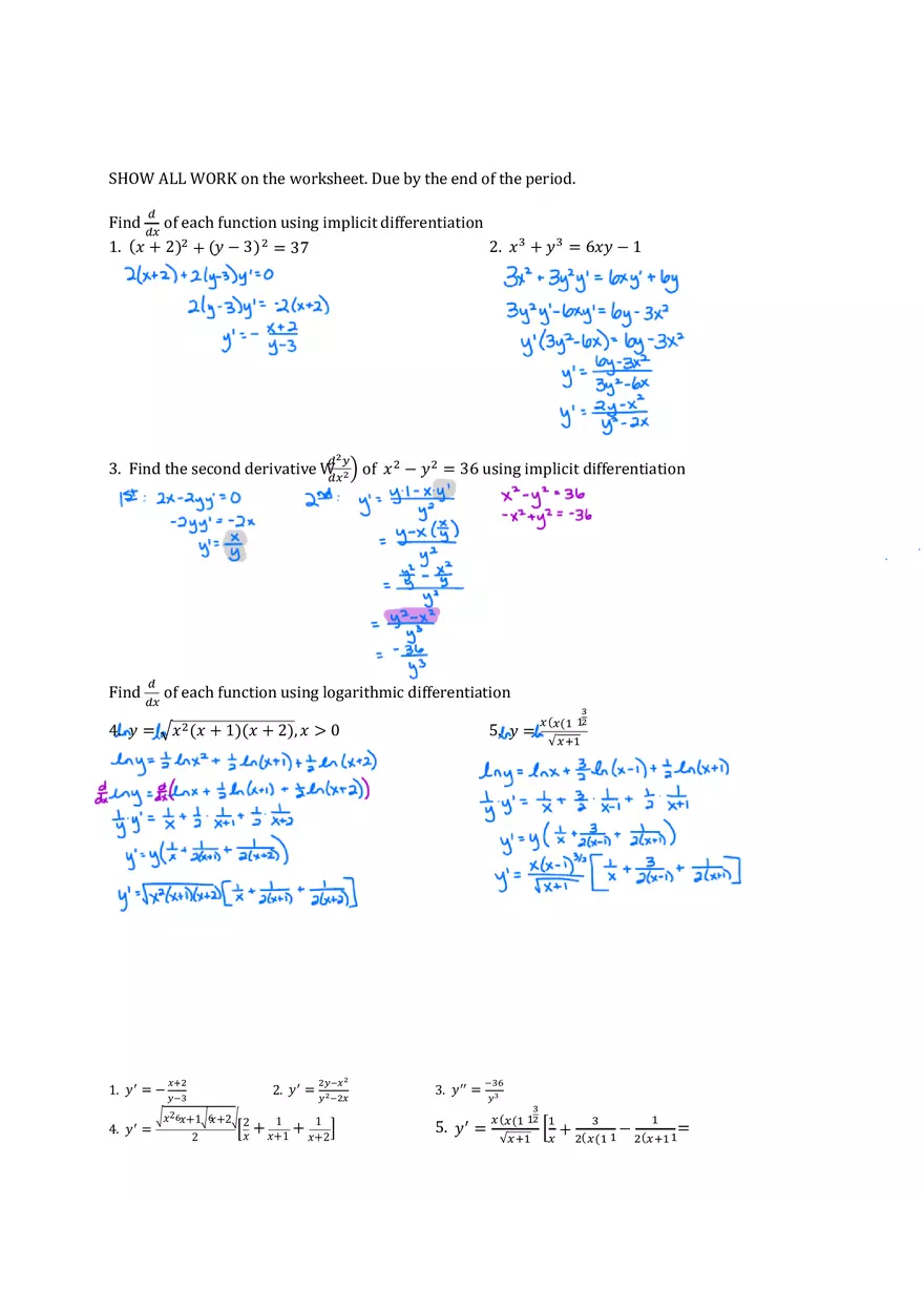 Unit 3 Test Review, Related Rates and Derivative - Page 1