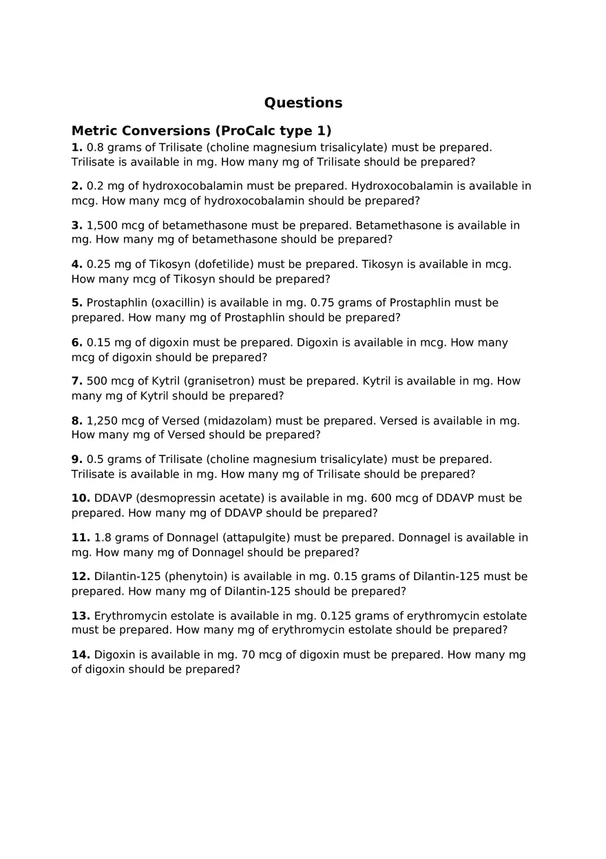 Metric Conversions Using ProCalc (Type 1-3 Calculator Method) - Page 2