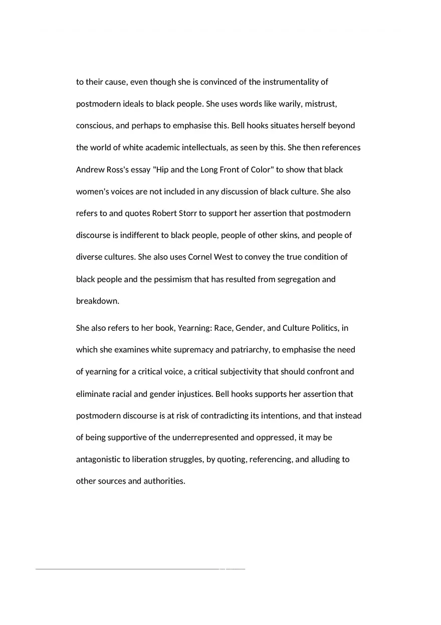 An Analysis of Bell Hooks Postmodern Blackness - Page 5