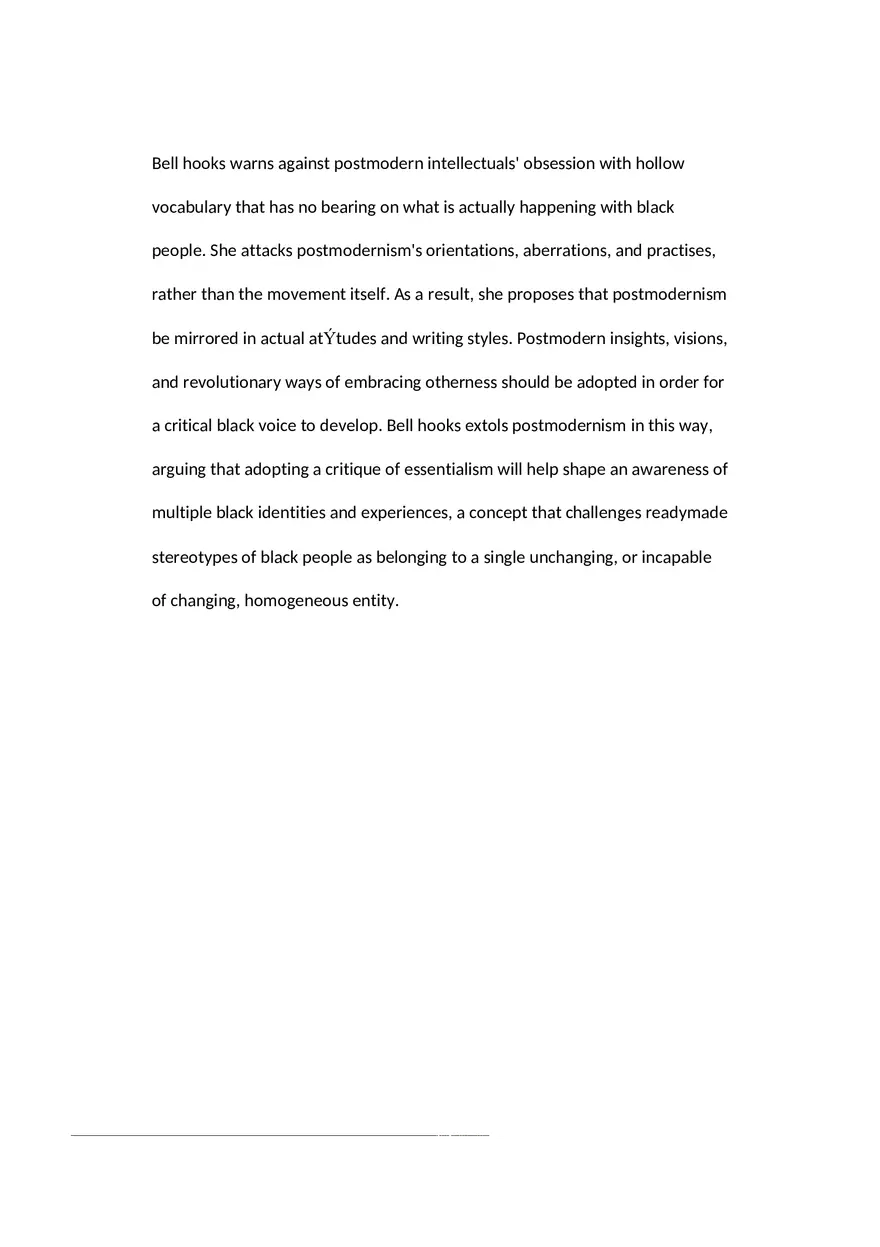 An Analysis of Bell Hooks Postmodern Blackness - Page 6