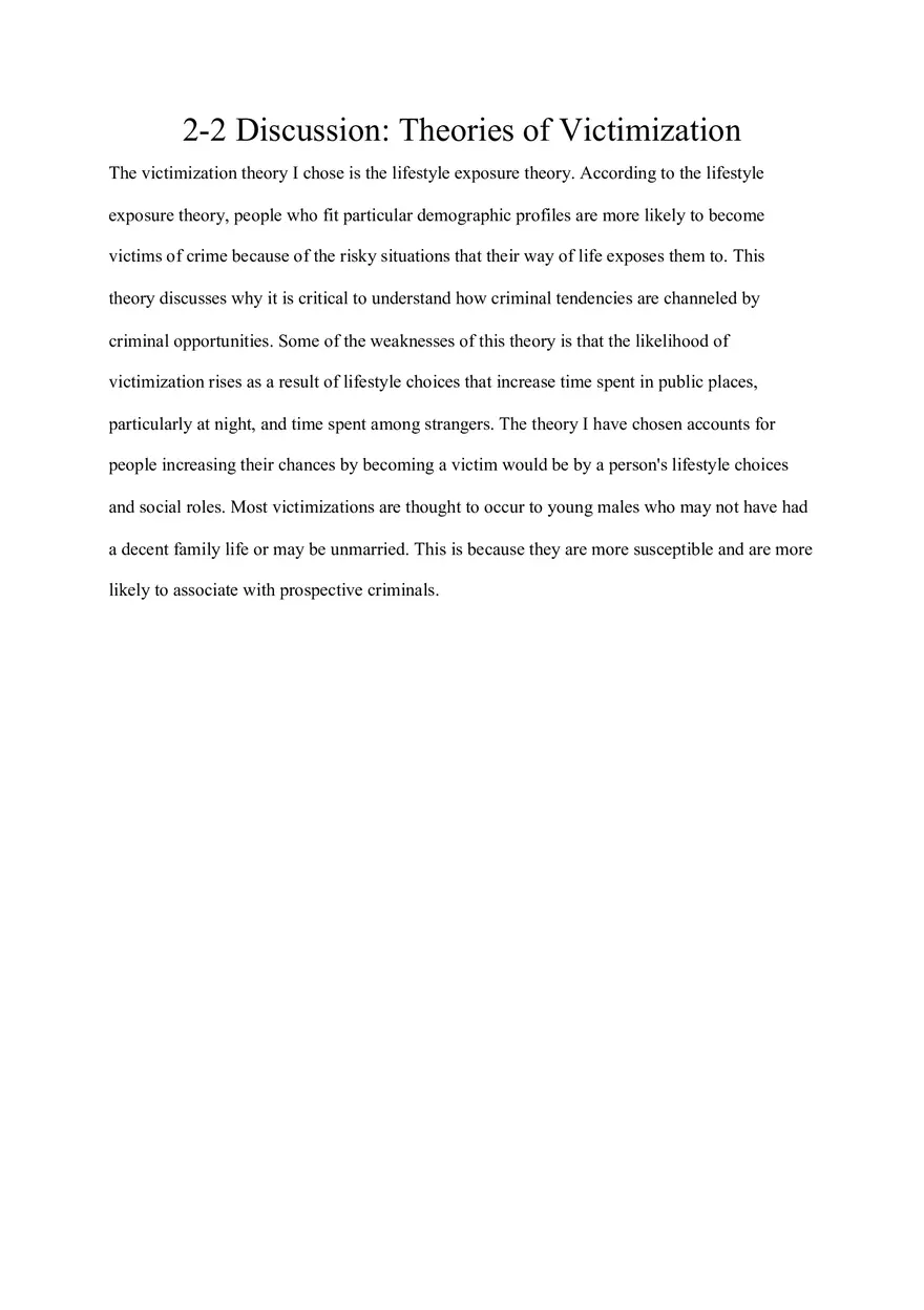 Discussion Theories of Victimization - Page 1