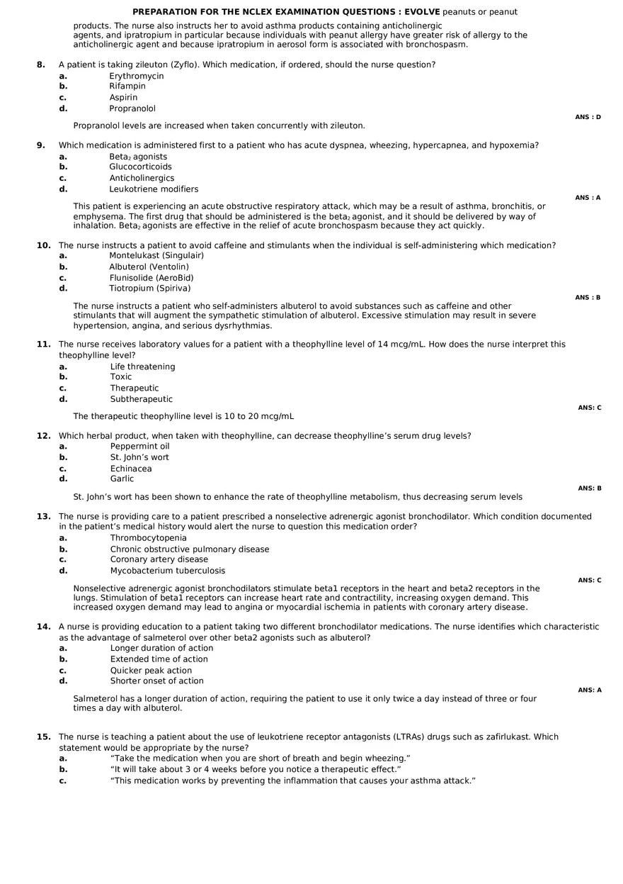 Pharmacology Practice Quiz for the Examination Chapter 37 - Page 2