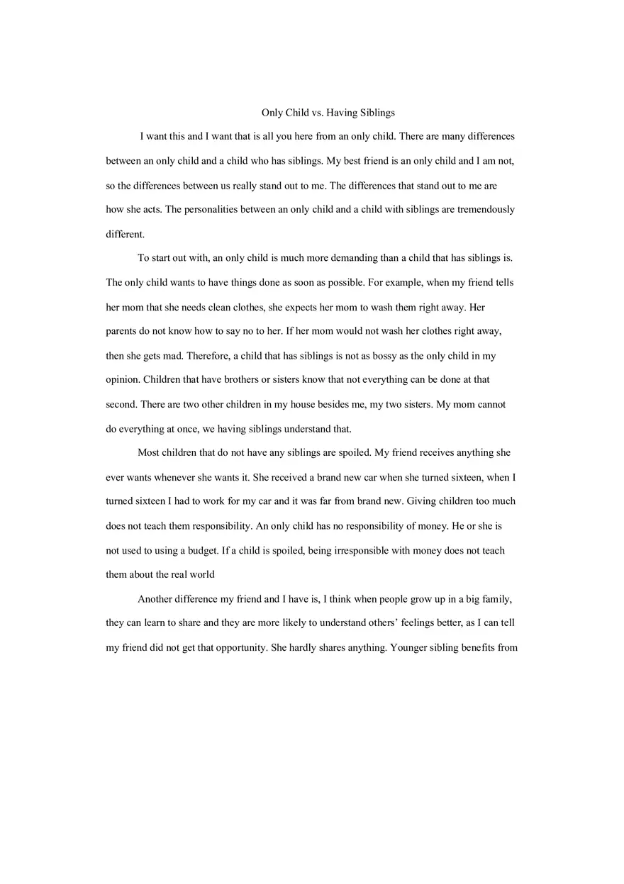 Only Child vs. Having Siblings - Page 1