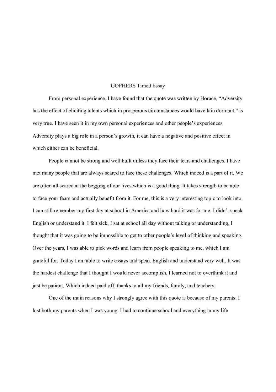 Gophers Timed Essay - Page 1