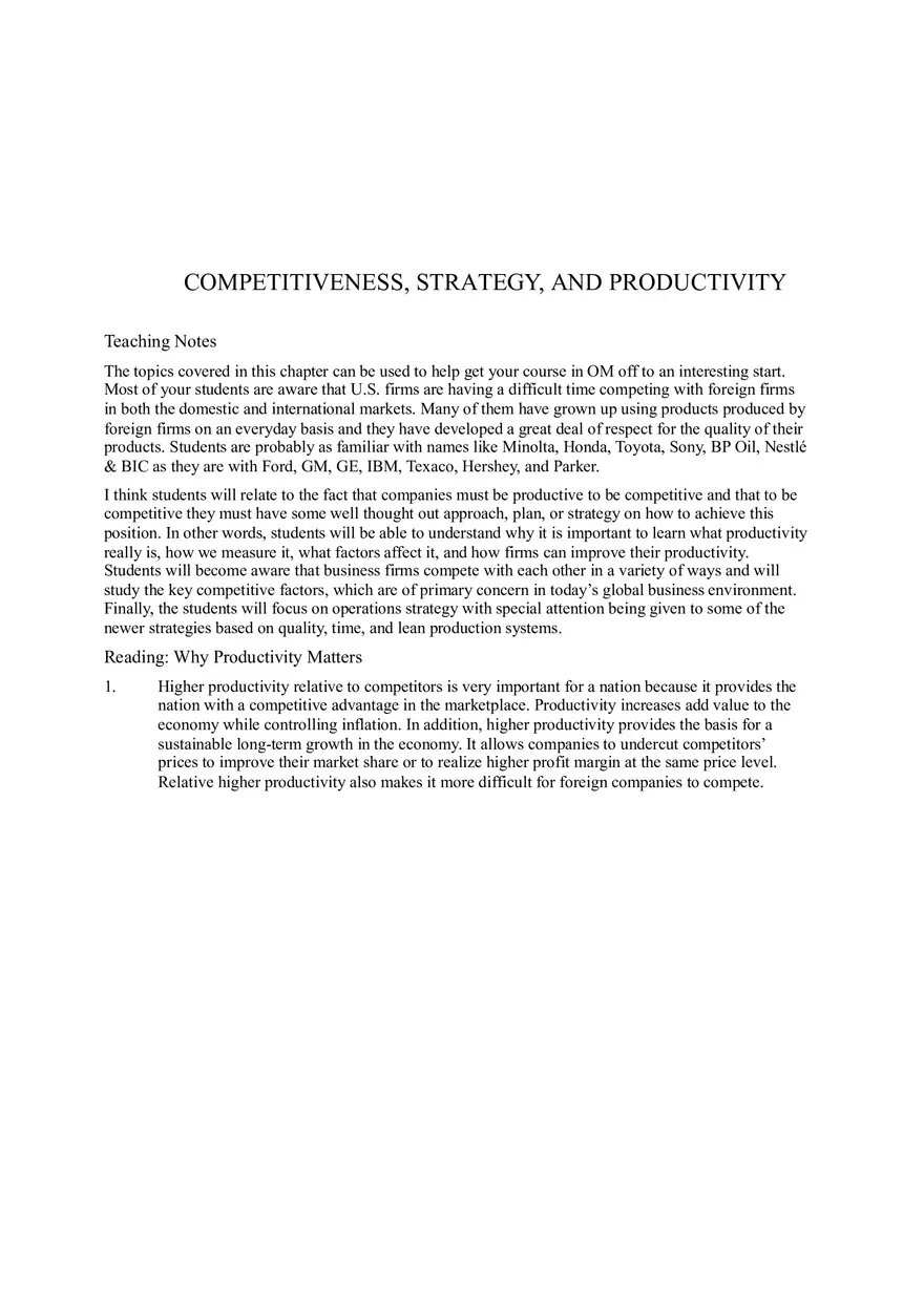 Operations Management - Solutions Manual - Page 1