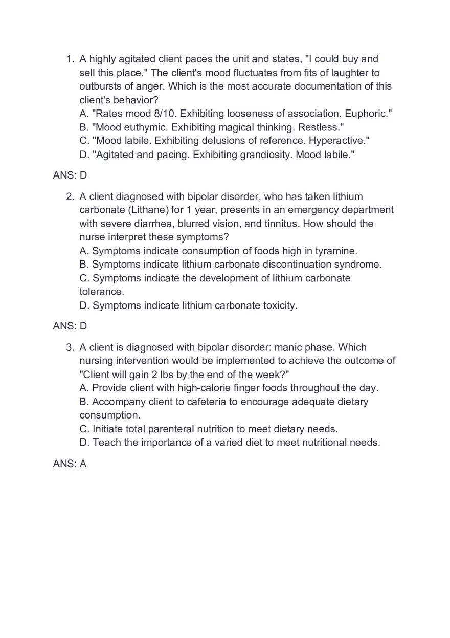 A Highly Agitated Client Answer Key - Page 1