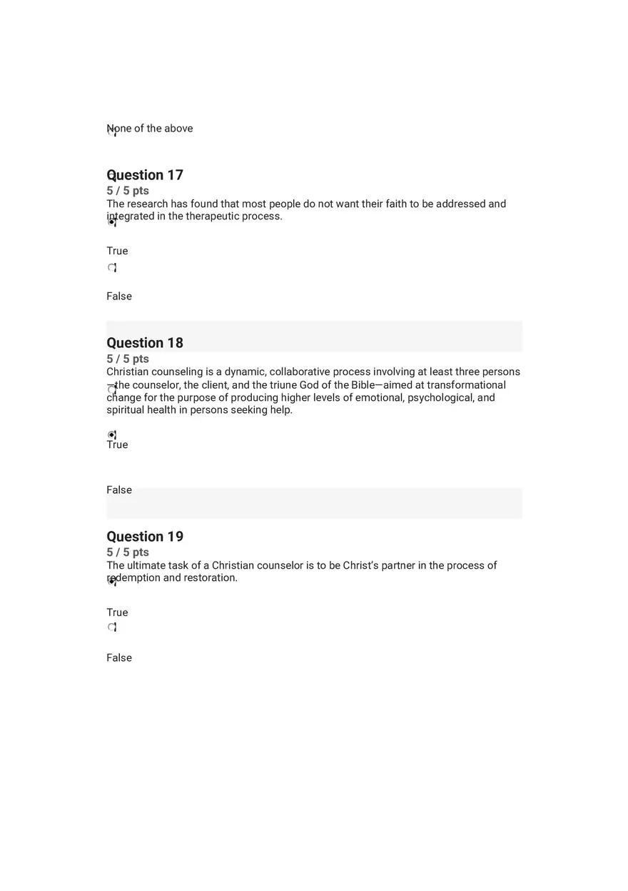 Quiz Worldview and Philosophical Underpinnings in Integrative Counseling Part 2 - Page 7