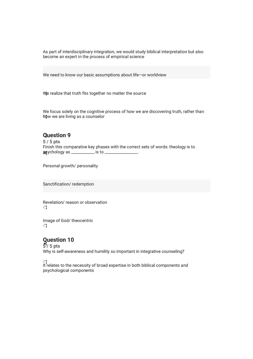 Quiz Worldview and Philosophical Underpinnings in Integrative Counseling Part 2 - Page 3