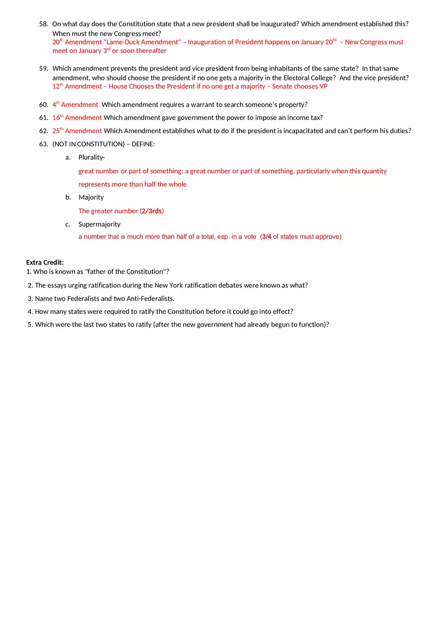 Constitution Scavenger Hunt Answer Key - Page 8