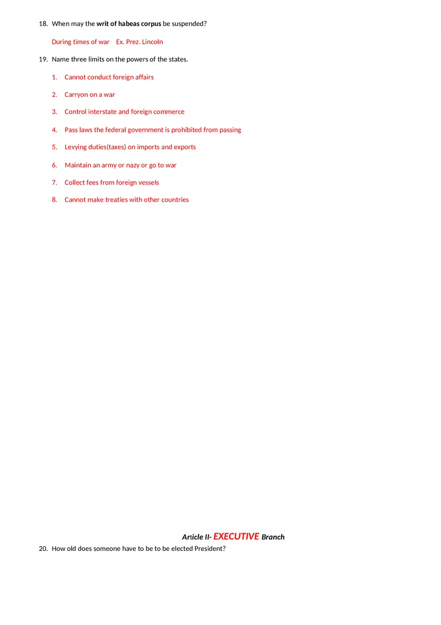 Constitution Scavenger Hunt Answer Key - Page 3