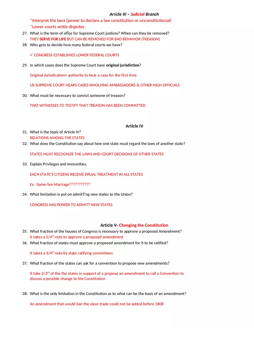 Constitution Scavenger Hunt Answer Key - Page 5
