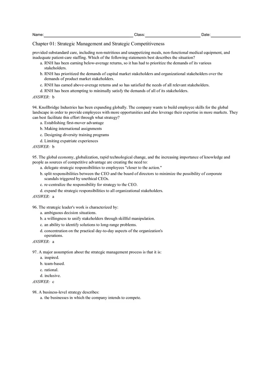 Chapter 01 Strategic Management and Strategic Competitiveness - Page 8