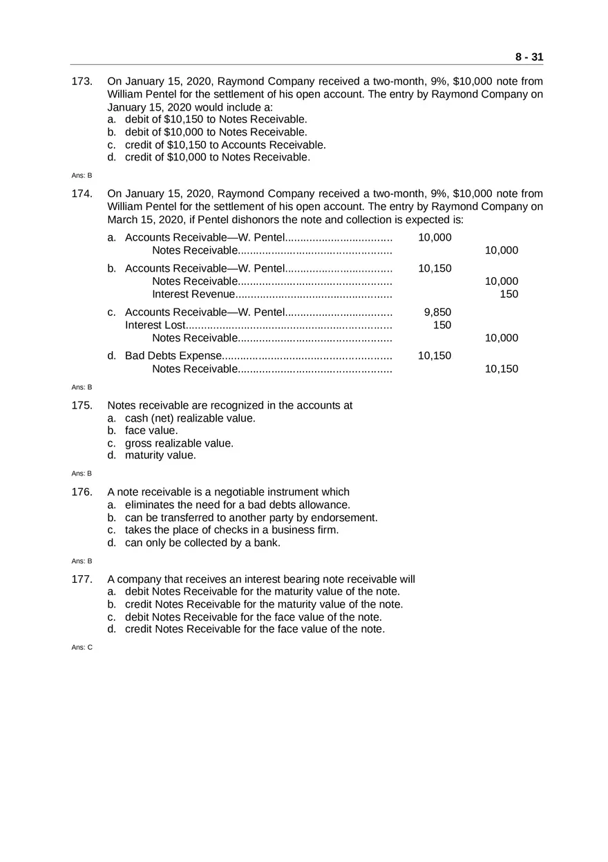 Accounting for Receivables Answer Key Part 3 - Page 10