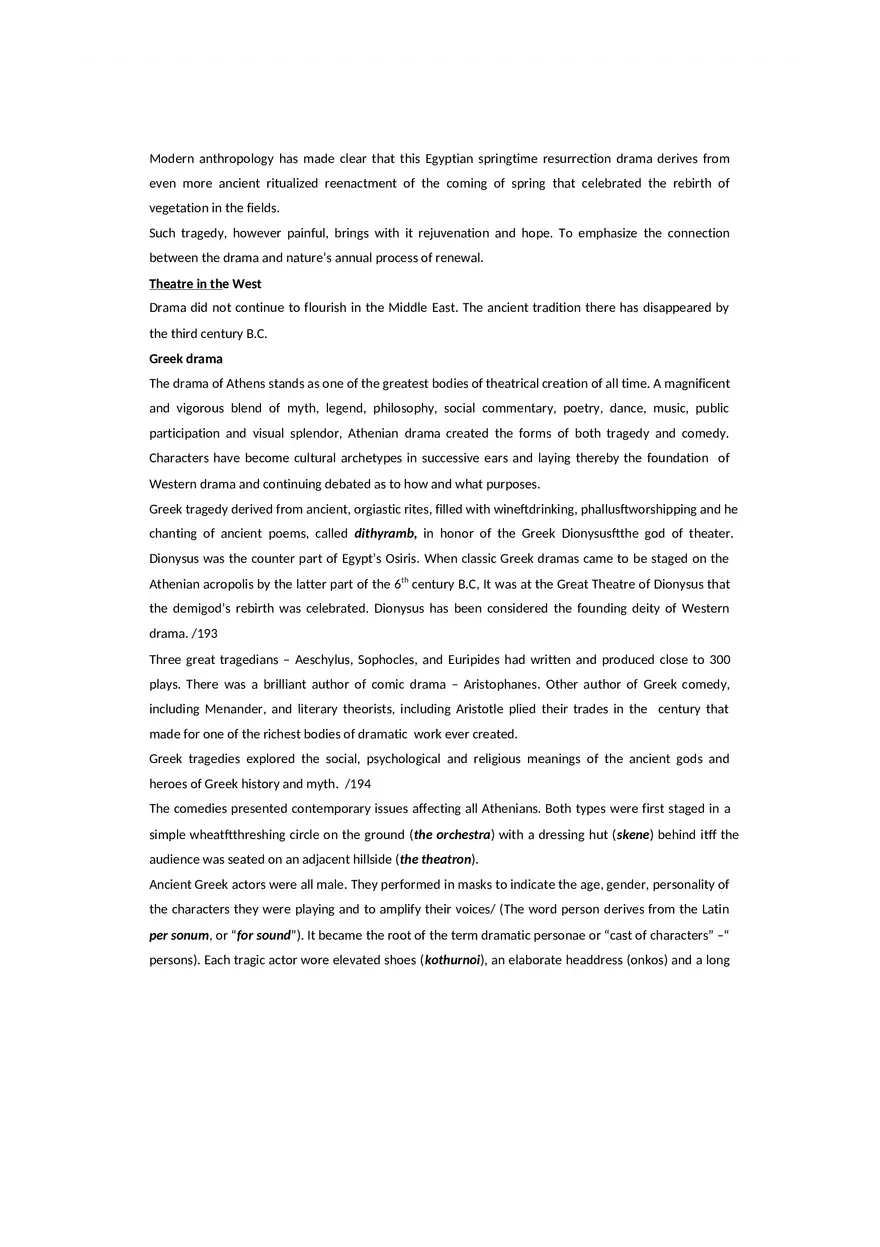 Theatre Traditions East and West - Lecture Notes - Page 3