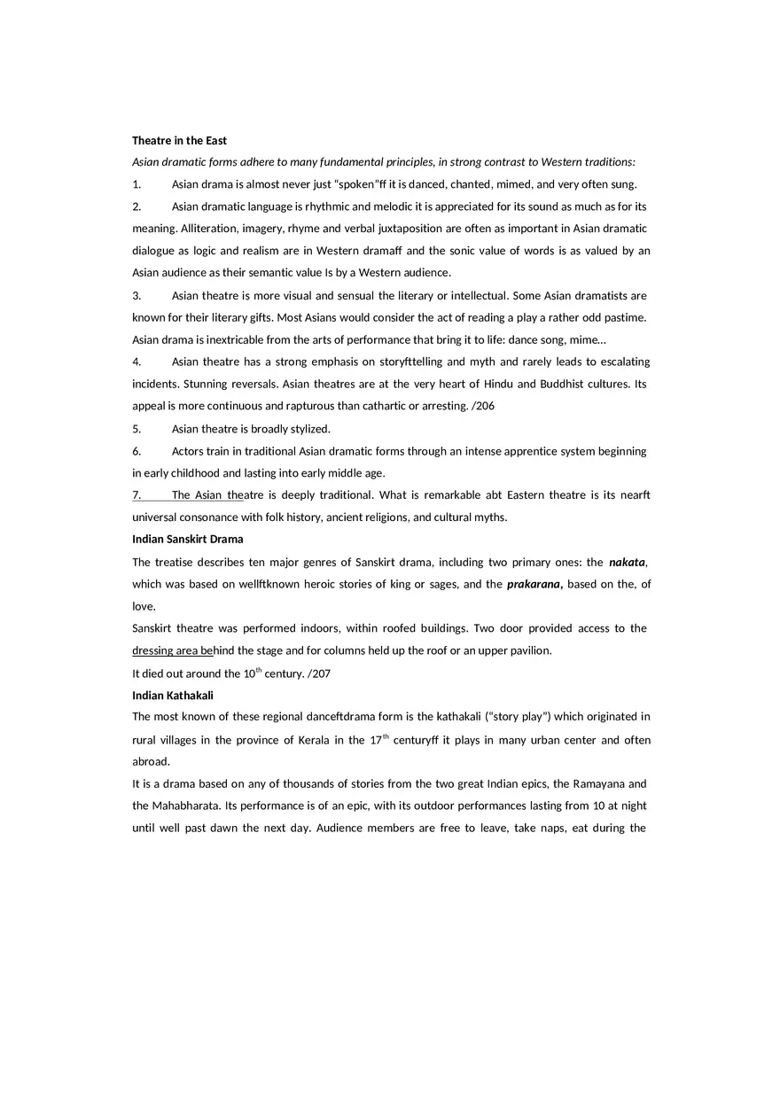 Theatre Traditions East and West - Lecture Notes - Page 6