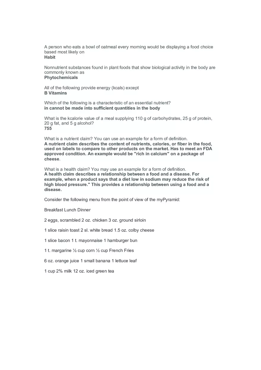 Food Choices, Nutrients, and Labeling - Page 1