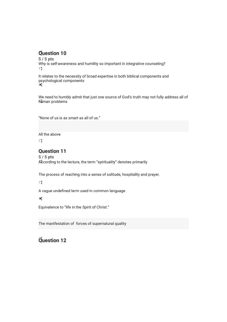 Quiz Worldview and Philosophical Underpinnings in Integrative Counseling Part 3 - Page 9
