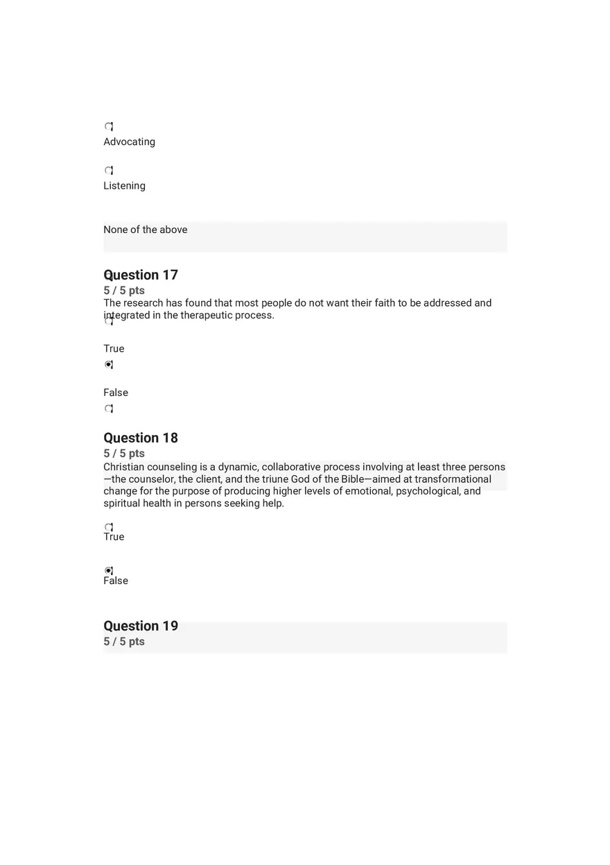 Quiz Worldview and Philosophical Underpinnings in Integrative Counseling Part 3 - Page 12