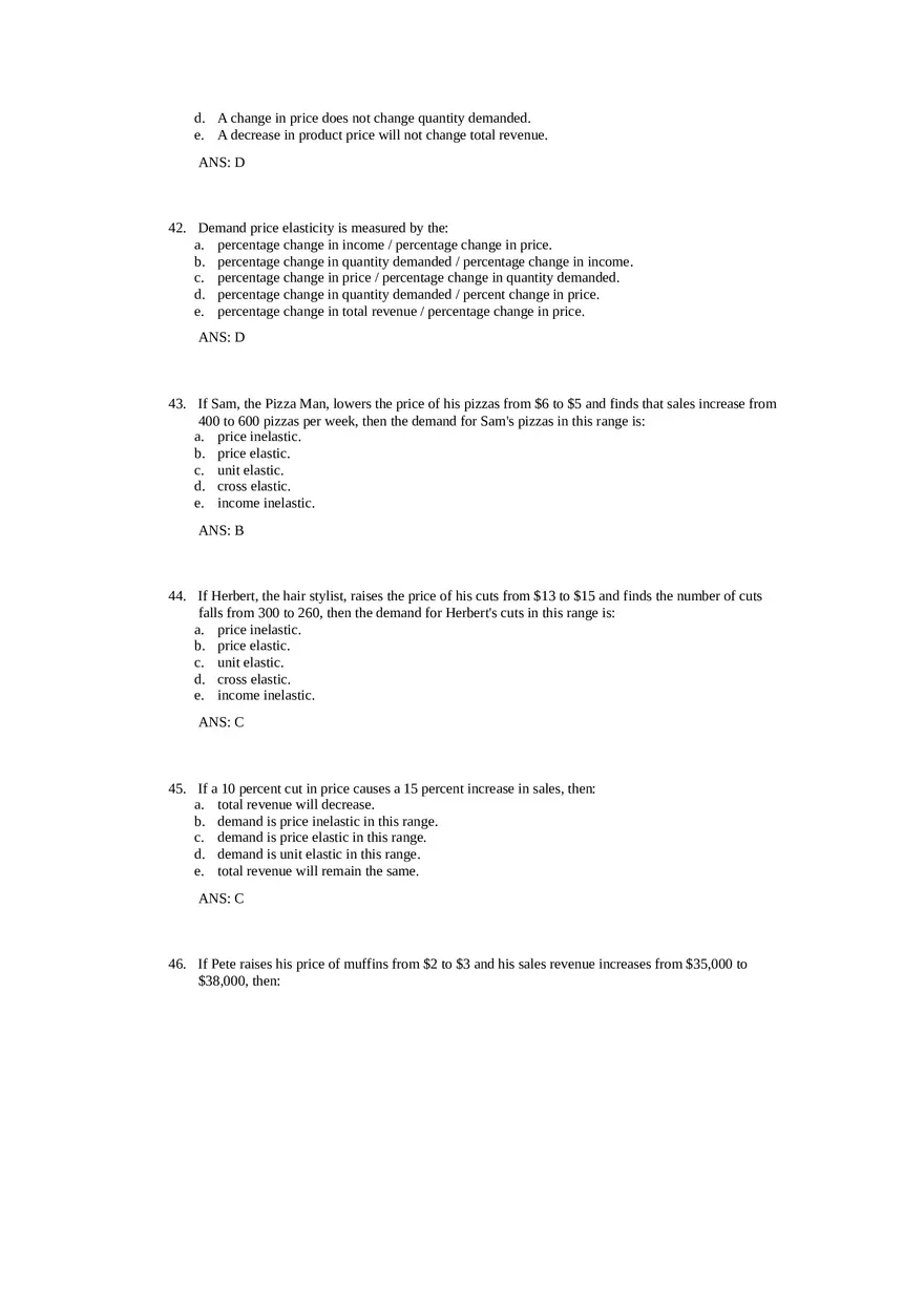 Price Elasticity of Demand and Supply Answer Key Part 1 - Page 9