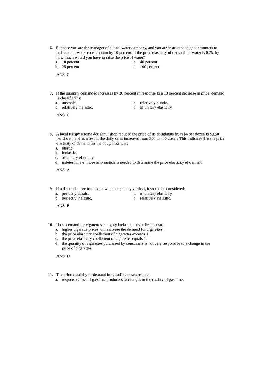 Price Elasticity of Demand and Supply Answer Key Part 1 - Page 2