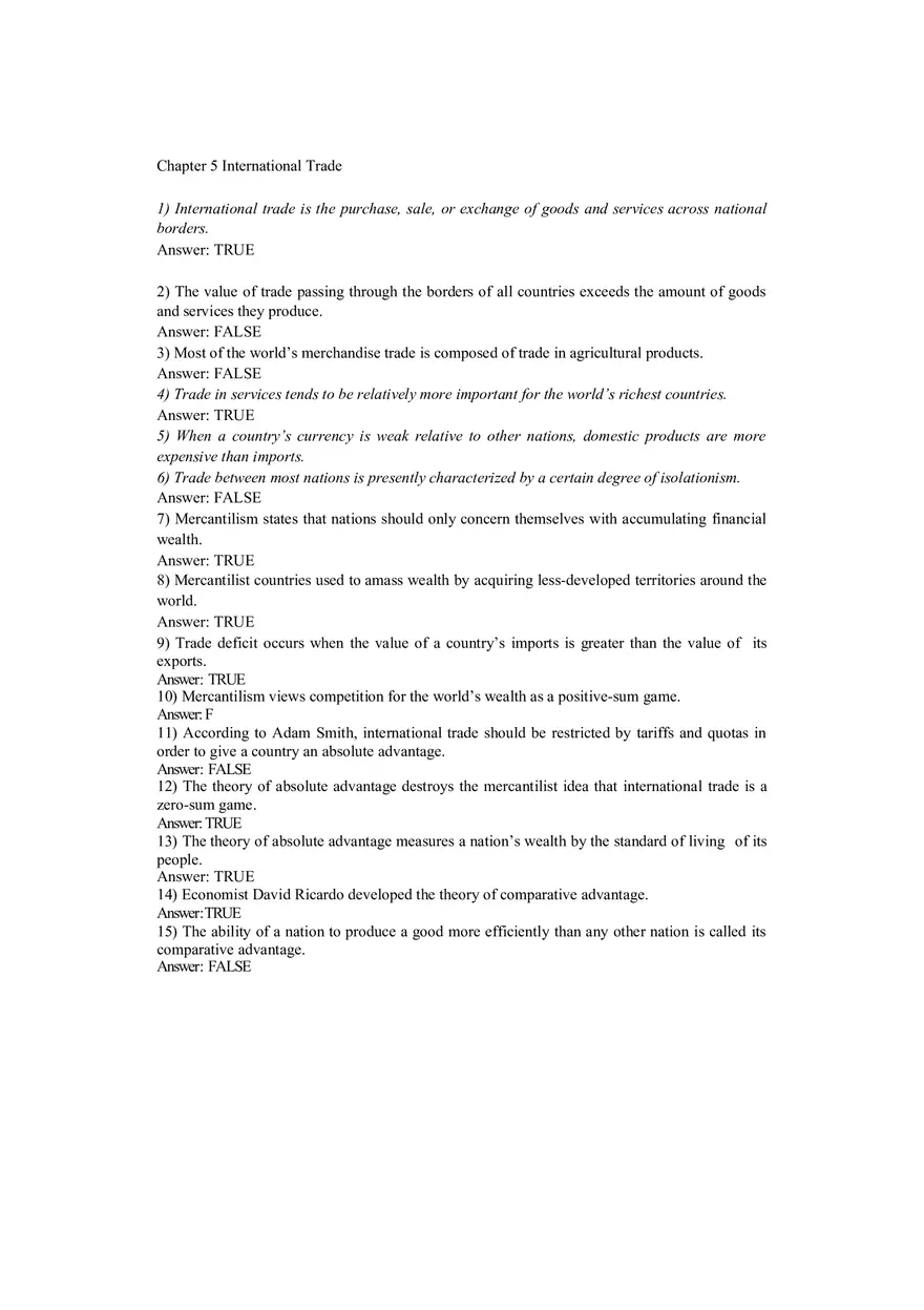 Chapter 5 and 12 International Trade - Page 1