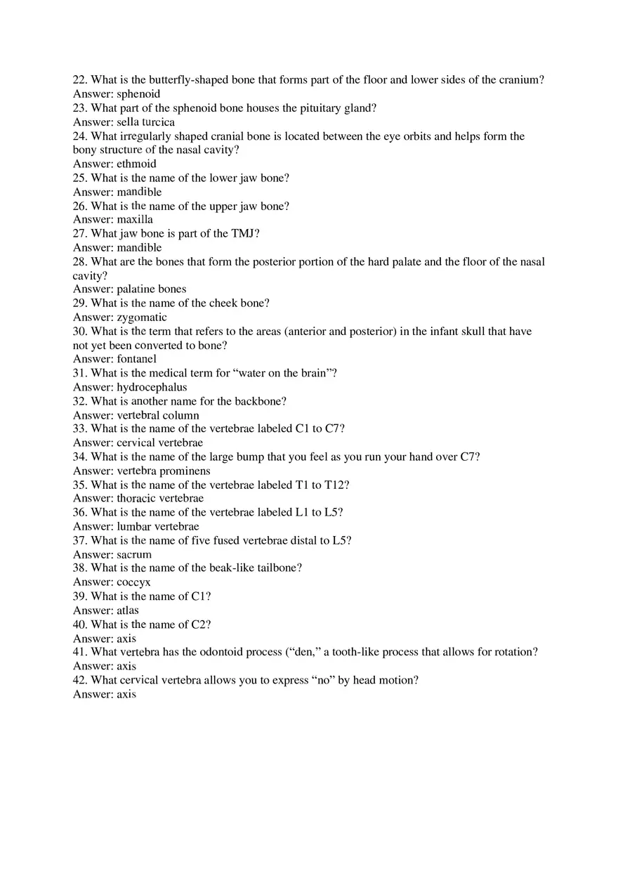 Skeletal System Study Guide - Page 2