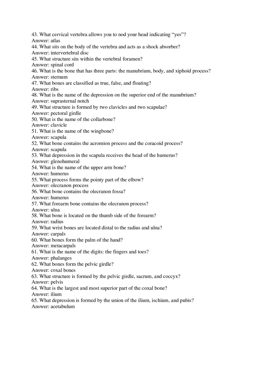 Skeletal System Study Guide - Page 3