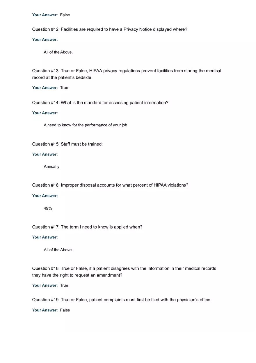 Physical Assessment in Healthcare Quiz Answer - Page 3