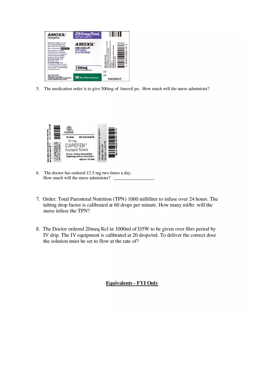 Dosage Calculation Practice Questions - Page 3
