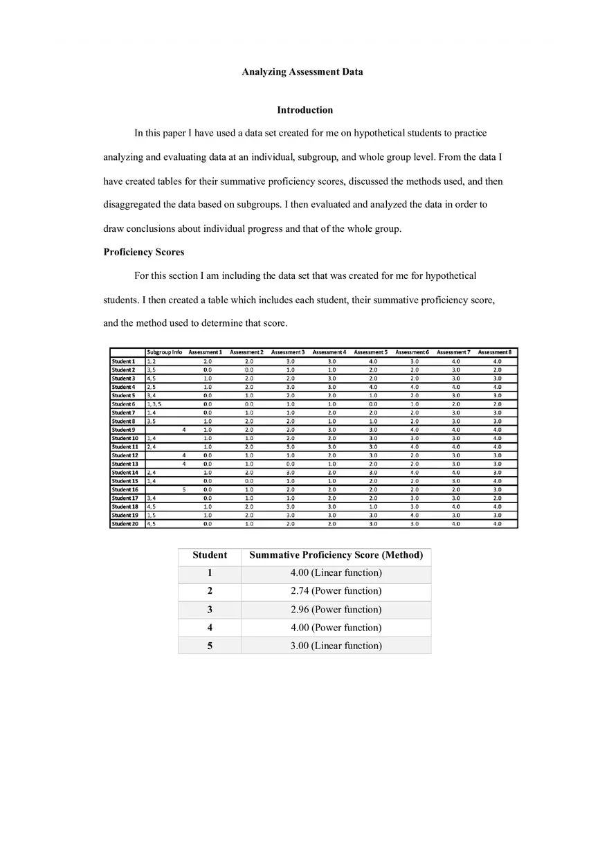 Analyzing Assessment Data - Task 3 - Page 1