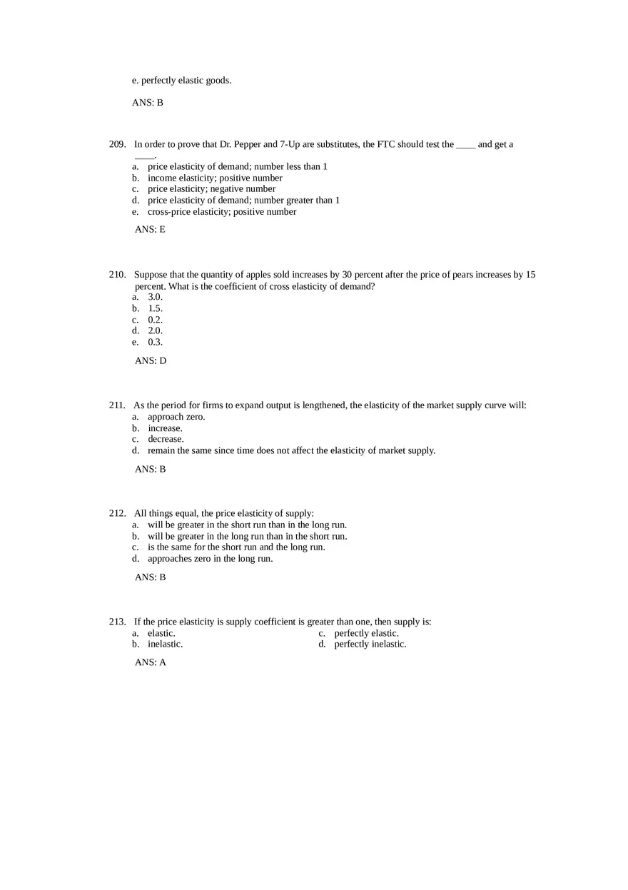 Price Elasticity of Demand and Supply Answer Key Part 5 - Page 8