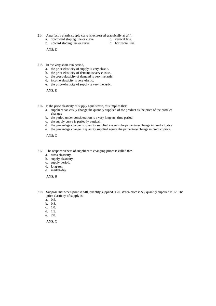 Price Elasticity of Demand and Supply Answer Key Part 5 - Page 9