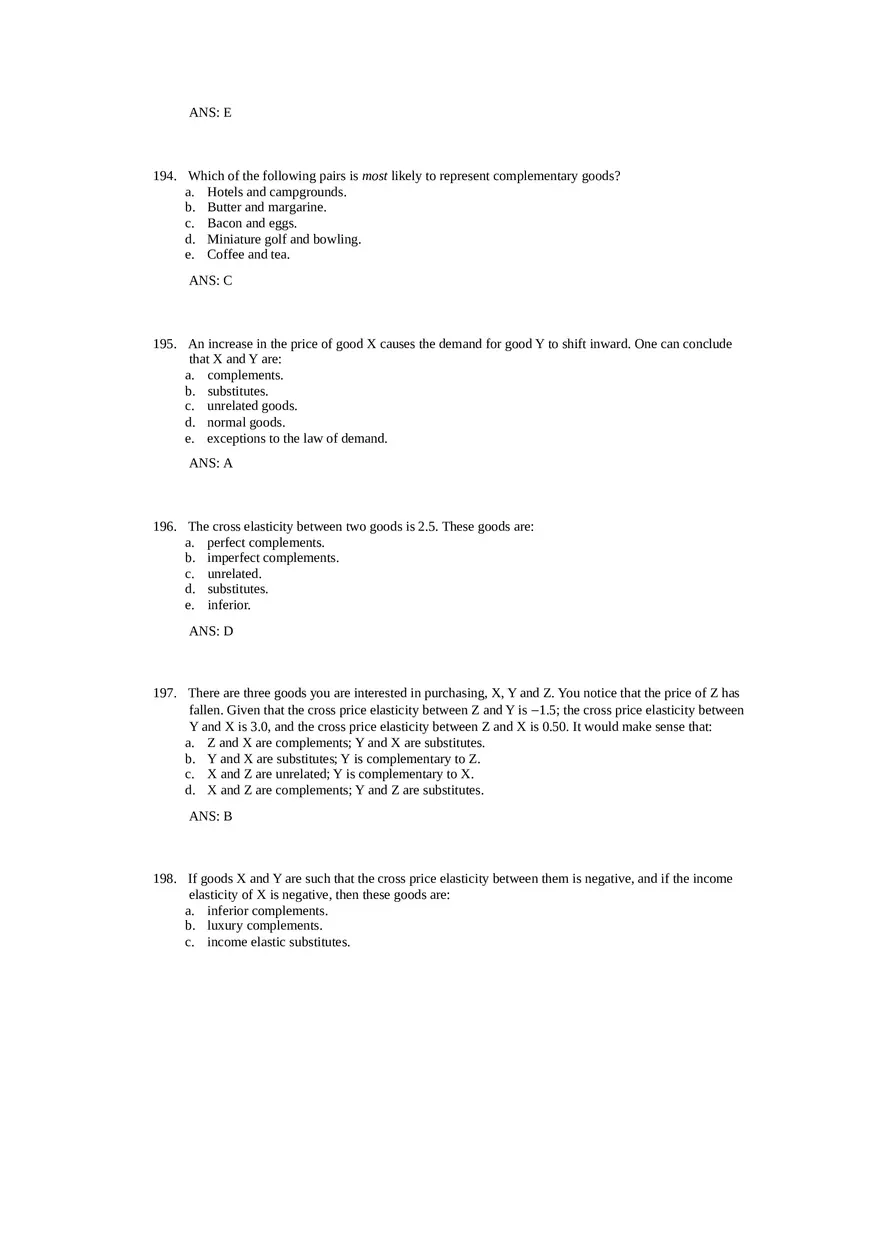 Price Elasticity of Demand and Supply Answer Key Part 5 - Page 2