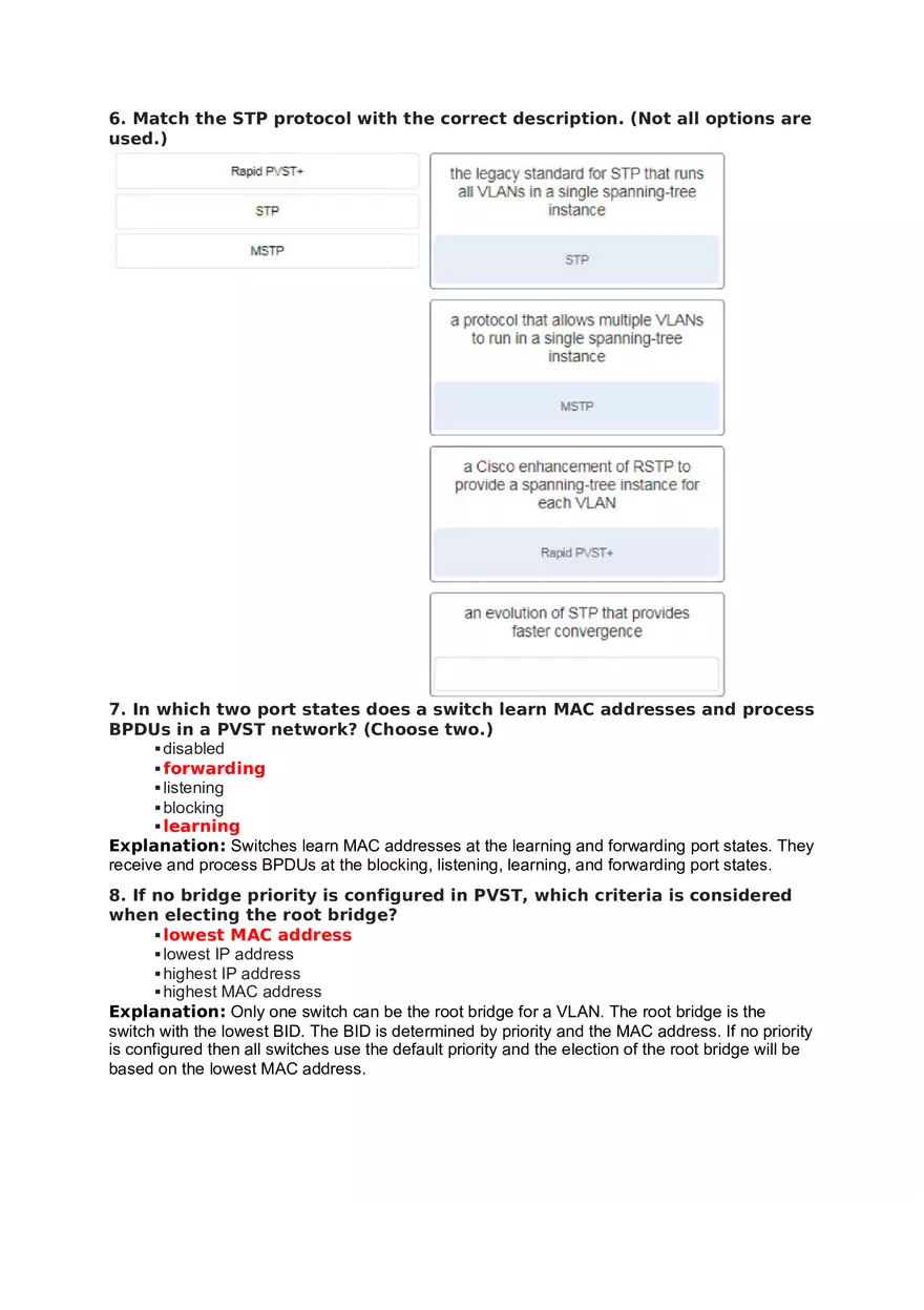 Redundant Networks Exam Answers - Page 2