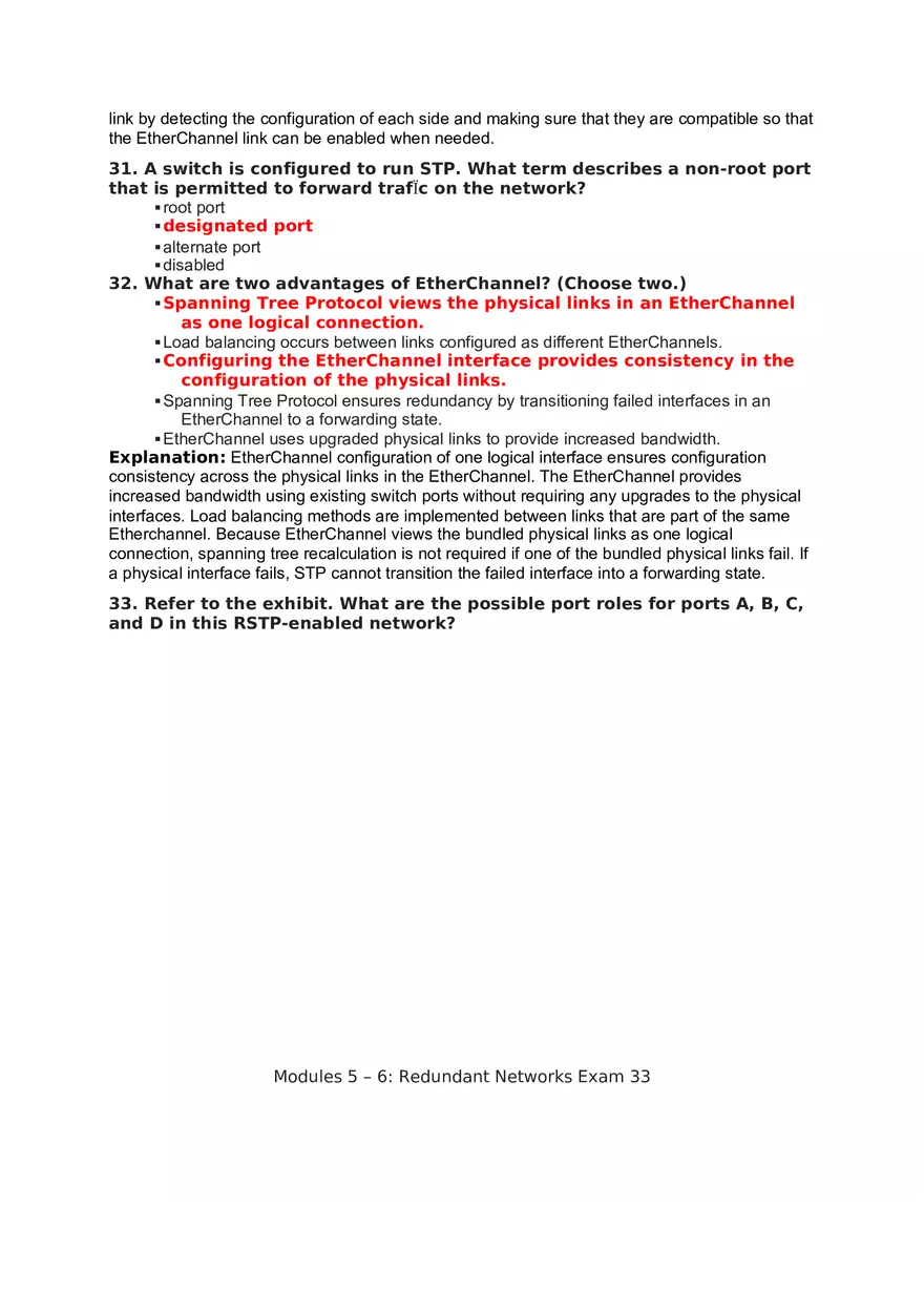 Redundant Networks Exam Answers - Page 3