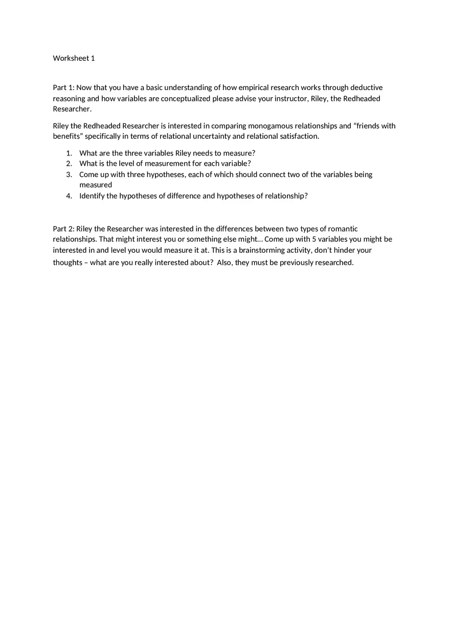 Worksheet 3 - Variables Assignment - Page 1