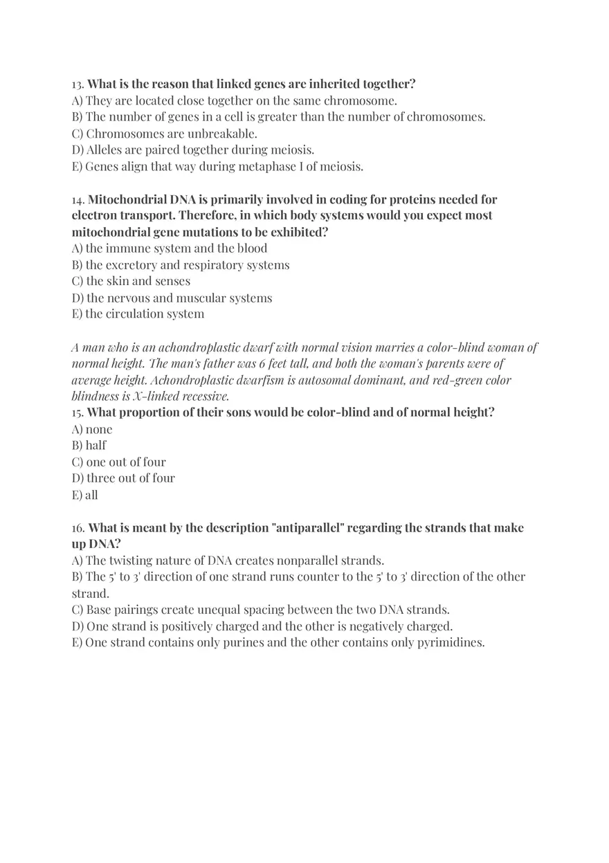 Textbook Practice Questions – Cell Division and Genetics - Page 5