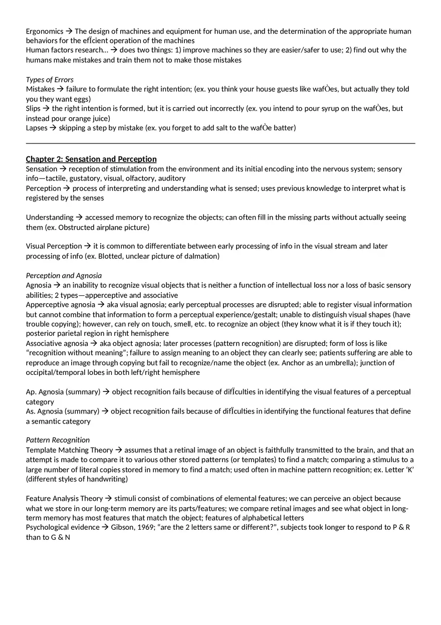 Cognitive Psychology Exam 1 Study Guide - Page 3