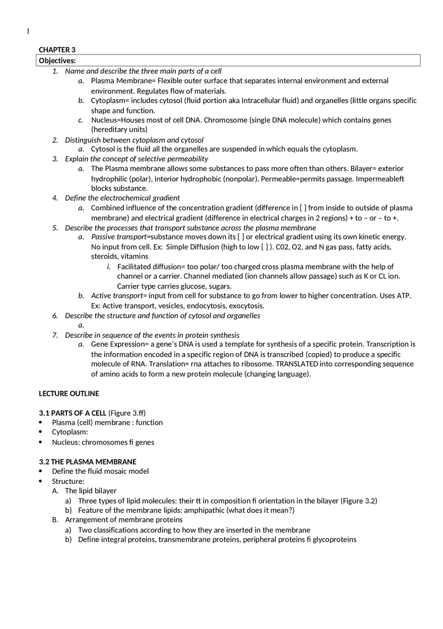 Cellular Level of Organization - Page 1