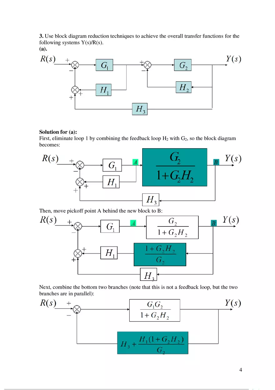 Block Diagram Reduction - Solutions - Page 4